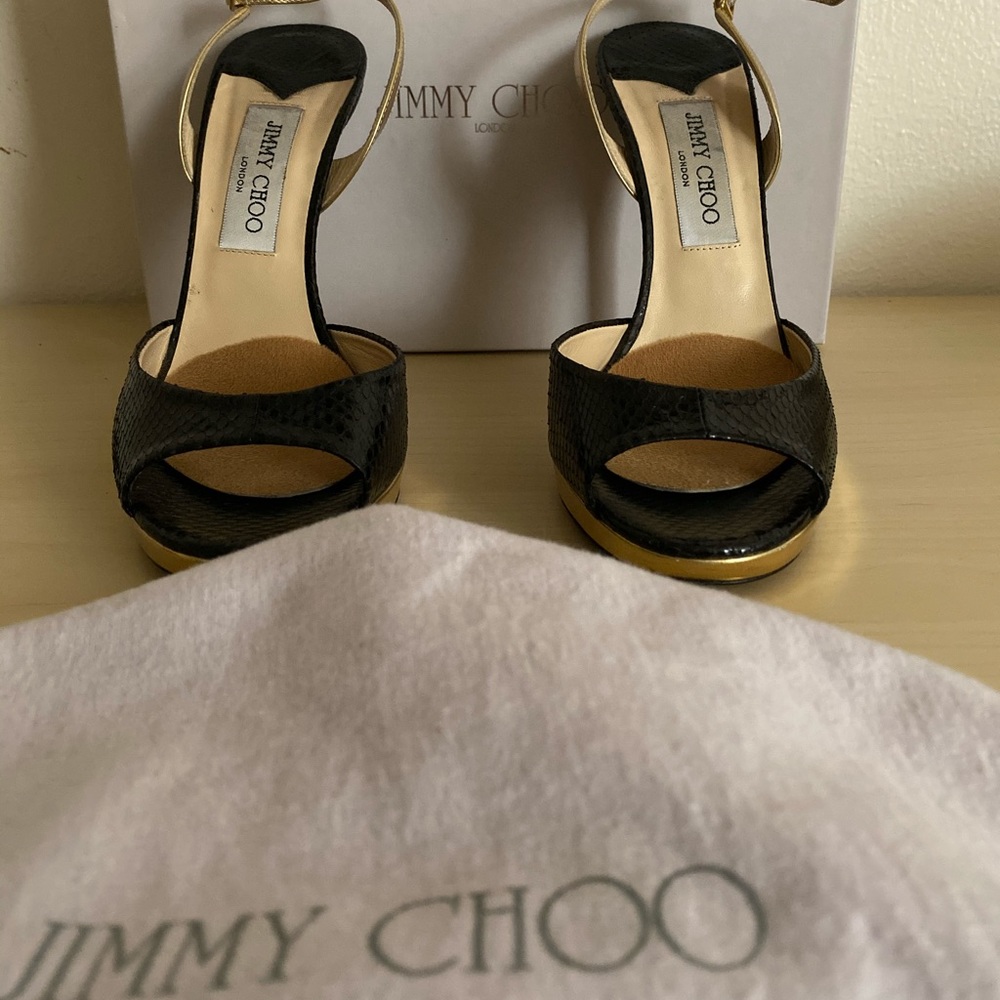 Jimmy Choo Snakeskin Black Heels